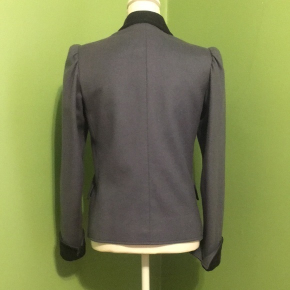 SAINT LAURENT purple coat with black corduroy cuffs and collar - Picture 5 of 9